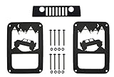 VroomTec Jeep Wrangler Aluminum Tail Light Guards - Accessories Include Third Brake Light Cover and All Hardware for JK and JKU (2007-2018) - Precision Made Covers - Never Rust (Hill Climb)