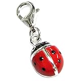 Sterling Silver Ladybug Enamel European Style Clasp