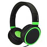 RockPapa Over Ear Stereo Foldabe Headphones Adjustable, Noise Isolating, Heavy Deep Bass, Folding Headsets with Microphone 3.5mm for Smart Phones Tablets Computers MP3/4 DVD (Black/Green)
