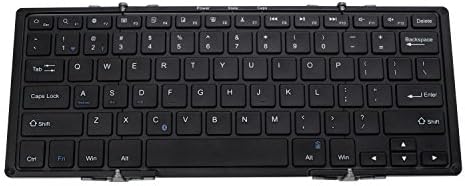 B.O.W Portable Tri-Folding Wireless Bluetooth/Wired Keyboard,Ultra Slim with Rechargeable Battery for Windows Android iOS PC Tablet Smartphone (Black)