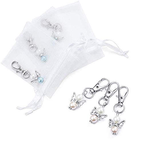 VGOODALL Gastgeschenke Taufe, 32 Stück Gastgeschenke Hochzeit Schutzengel + Organza Beutel + Kraftpapier Anhänger für Kommunion Konfirmation Geschenk Party Mitbringsel