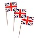 Topoox 100 Pack British Flag Party Cupcake Picks Toothpick Flag Dinner Flags Cake Toppers Decorations