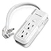 FosPower 3-Outlet 125V Power Strip with 10inch Wraparound Extension Cord & 90 Degree Plug Adapter Wall Tap for Home, Office & Travel (White)