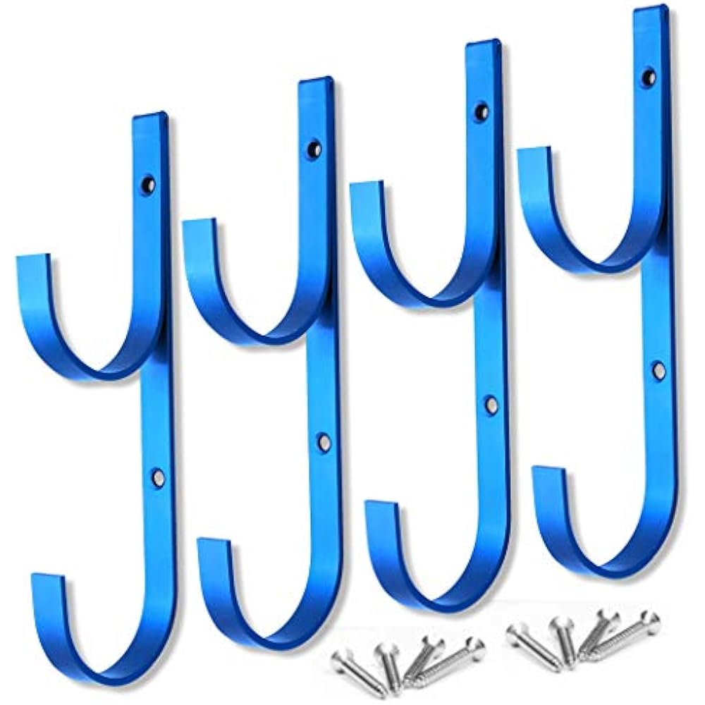 4 PCS Set Pool Pole Hangers Heavy Duty Blue Aluminium Holder Hooks With Screws " 8011605891285