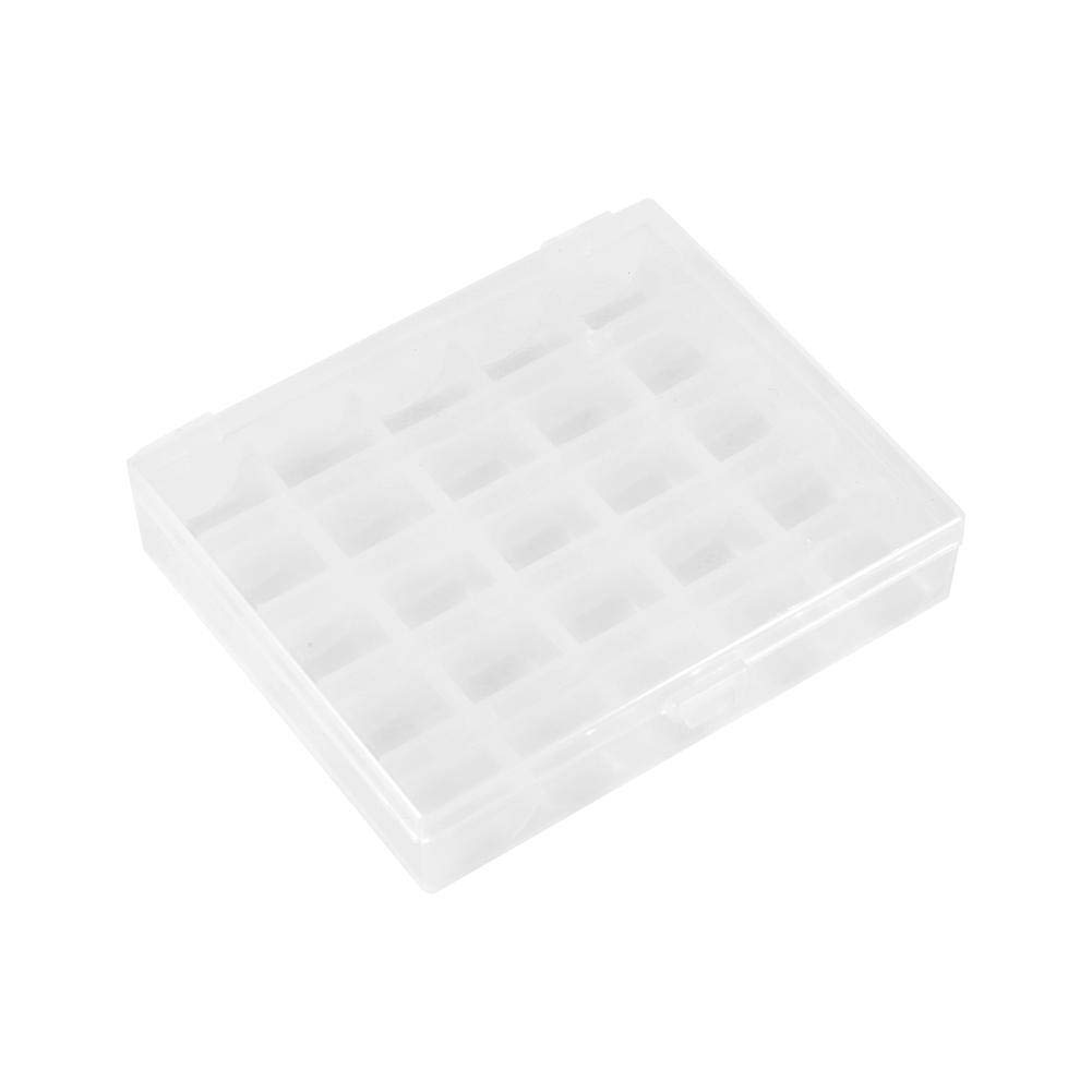 Plastic 25 Bobbin Boxes Organizer, Empty Bobbin Box Machine Bobbins Case Sewing Storage Clear Box for 25 Spools