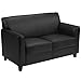 Flash Furniture Hercules Diplomat Series LeatherSoft Upholstered Loveseat, Modern Small Sofa for Living Room or Office, Black