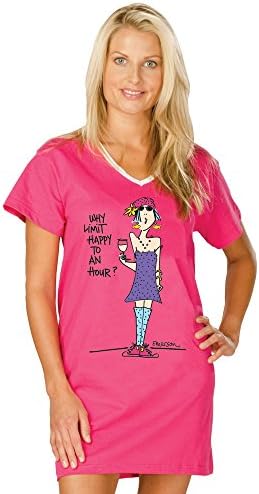 Nightshirt - Why Limit Happy to an Hour, Pink, Small/Medium