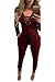 Pink Queen Women's Sexy Lace Up V Neck Long Sleeve Fleece Lined Jumpsuit Romper