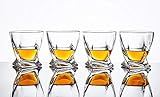 Royalty Gold Twist Whiskey Glasses: 10 oz Crystal Whiskey Glass Tumblers - Bourbon, Scotch, Cognac, Irish Whiskey and Old Fashioned Cocktail Glasses - Set of 4 Rocks Glasses with Luxury Gift Box