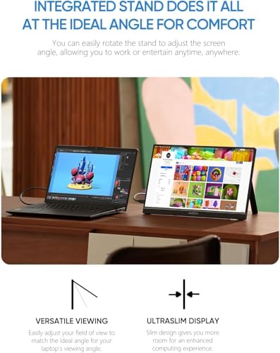 ARZOPA Portable Monitor 15.6'' FHD 1080P Kickstand Portable Laptop Monitor IPS Computer External Screen USB C HDMI Display for PC MAC Phone Xbox PS5 - A1