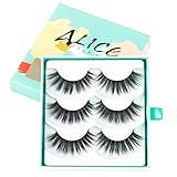 ALICE False Eyelashes 3D Faux Mink Glamour Lashes 3 Pairs