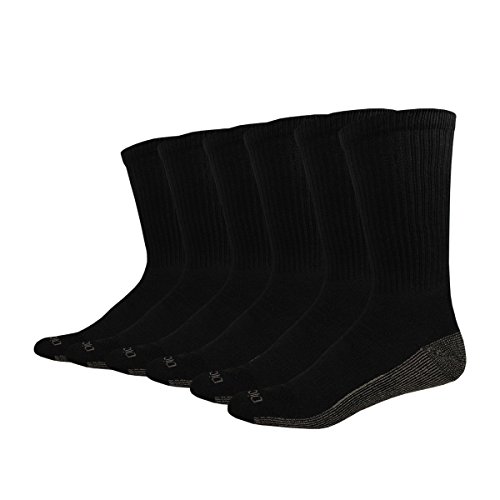 Dickies Men's MultiPack DriTech Moisture Control Crew Socks, Black 6