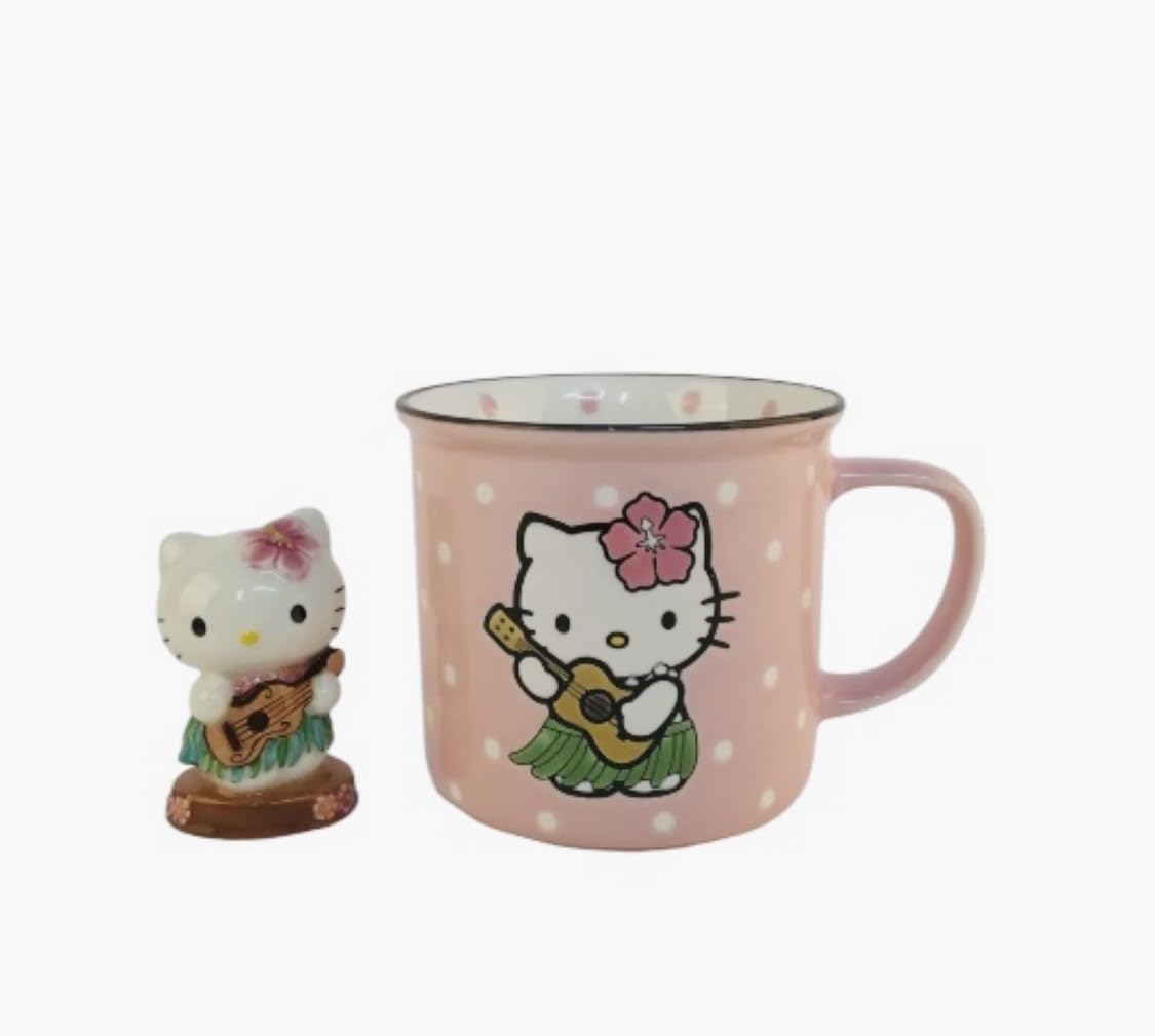Photo 1 of Blue Sky Clayworks Hello Kitty Hula Mug & Figurine Gift Set, Ceramic 18 oz, 5.6" x 4.21" x 3.94", A Tiny Island Coffee Break (Set of 2)