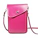 PU Leather 2 Layers Vertical Cellphone Pouch Bag with Shoulder Strap and Magnetic Button for Apple iPhone Samsung Galaxy and Other Smartphone Rose Red