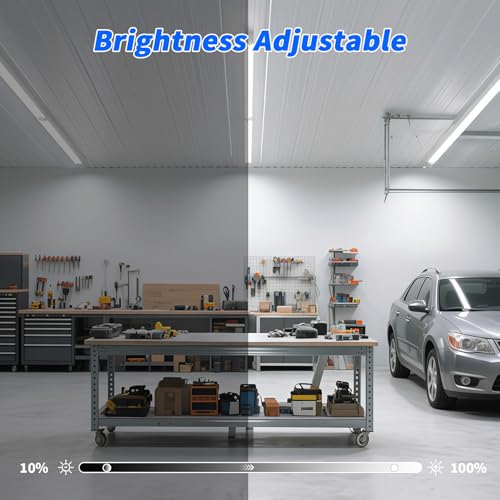 JESLED LED Shop Lights 4FT with Remote, 45W 5400LM, Dimmable 4 Foot Linkable Garage Light, 3000K-7000K Adjustable Color Temperature, for Workshop, Basement, Workbench, ETL Listed, 4 Pack