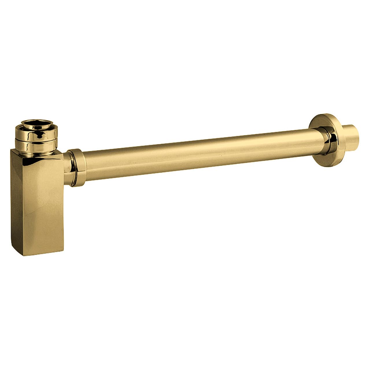 nuie EK806 Accessory Modern Bathroom Square Bottle Trap with 300mm Extension Tube, Brushed Brass