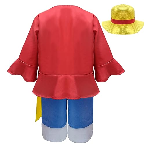 SPORTBANG Anime Luffy Costume Straw Hat Luffy Cosplay Outfits Halloween