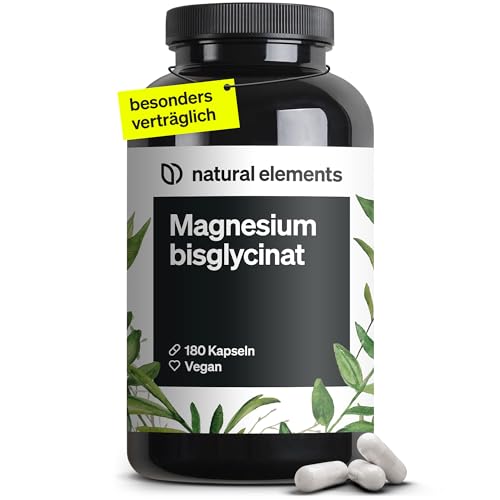 Magnesium Bisglycinat - Premium: Chelatiertes Magnesium - 180 Kapseln - 300mg elementares Magnesium pro Tagesdosis - Laborgeprüft, vegan, hochdosiert