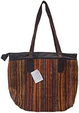 Western Wool and leather Mexican Handbag (Striped model 1)