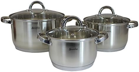 SMAKFEST 6 PC Stainless Steel 5 Ply Bottom Cookware Set (Induction Compatible)