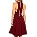 YOOHOG Summer Women’s A-Line Sleeveless Deep V-Neck MIDI Dress (L, Burgandy)