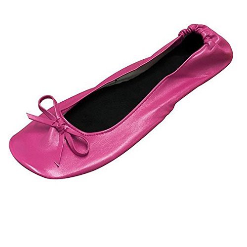 Fancy Shoe Land Foldable Flats Women’s Ballet Flat Shoes with Expandable Tote Bag for Carrying High Heels Folding Flats Pink Sizes 5 to 12 Large Size Shoes Portable Travel Fold up Emergency Shoes
