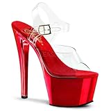 Pleaser Women's Sky308/C/RCH Dress Sandal, Clear Red, 8 M US