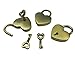 Hyamass 3pcs Vintage Antique Style Mini Heart Archaize Padlocks Key Lock with Keys