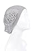 an- Womens Fashion Lightweight Cutout Crochet Knit Beret Beanie Hat w/Flower, Various Patterns (Light Gray Cable)