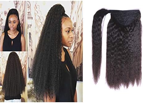Anrosa Kinky Straight Human Hair Ponytail Extensions Kinky Hair