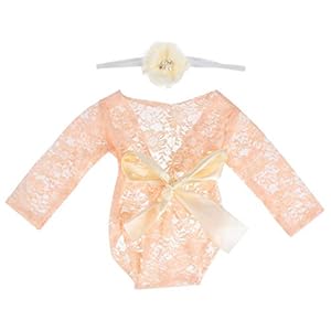 SOLUSTRE Baby Fotografie Prop Leuke Kanten Rompertjes Pasgeboren Bloemen Klassieke Outfits Met Bloem Hoofdband Voor…