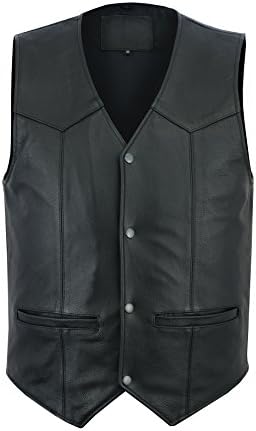 Ruja Men's Motorbike Club Style Classic Genuine Leather Vest