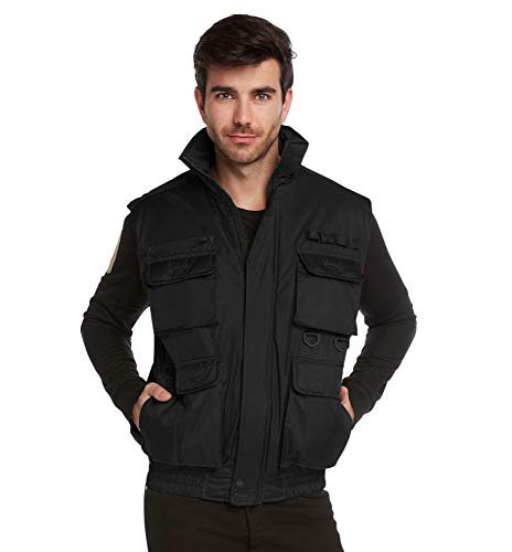 9 Crowns Men's Fishing Hunting Tactical Vest Essentials-Black-XL