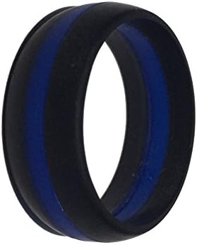 Thin Blue Line Silicone Wedding Ring Band Flexible Hypoallergenic Active Wear for on Duty or Active Life Styles Law Enforcement