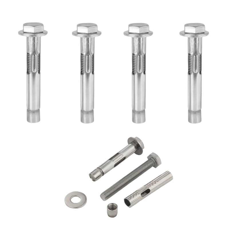 Mcoser M6*80MM 4Pcs Heavy Duty Stainless Steel Hex Expansion Bolts, Expansion Screws for Concrete, Masonry and Brick Wall