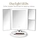 Fancii Trifold Vanity Mirror with LED Lights, Lighted Makeup Mirror with 5X 10x Magnifications - 34 Dimmable Natural Lights, Touch Screen Adjustable Countertop Table Mirror with Cosmetic Stand - Tria