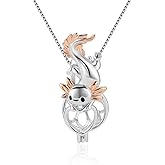 LGSY Pink Axolotl Cage Pendants for Pearl Jewelry Making Sterling Silver, Design Pearl Cage Pendants for Women