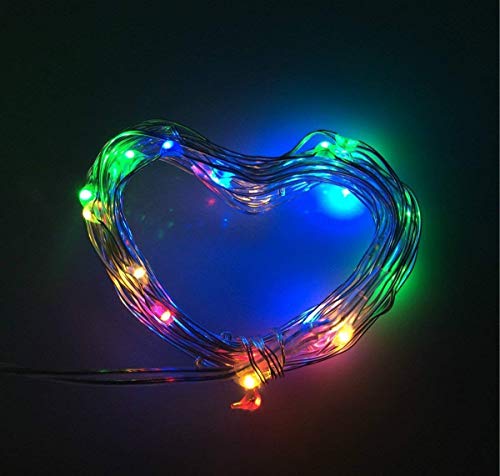 BOLWEO Colorful Battery Powered Led String Lights,Battery Operated Christmas Lights,10Ft Copper Wire 30 LEDs,Waterproof Indoor Outdoor Home Bedroom Decoration
