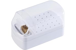 Fcozpjk 2 in 1 Nail Drill Bit Holder and Nail Drill Bits Cleaner Brush Case, 30 Holes Nail Drill Bits Organizer Display Stand Container Box, Manicure Drill Cleaning Brush, Professional Nail Tools