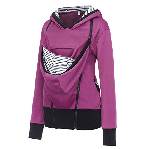 Women’s Maternity Breastfeeding Kangaroo Hoodie Jacket for Baby Carrier Wrap Top Wearing Care Shirts Coat
