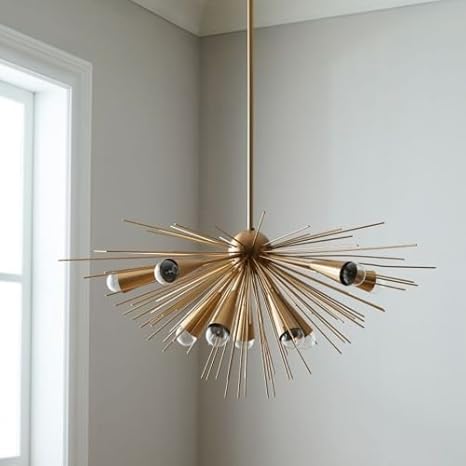 1950 S Mid Century Modern Sputnik Brass Urchin Chandelier Cone