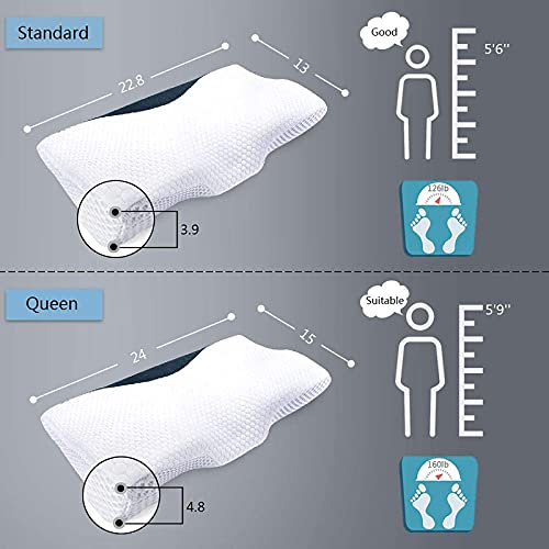 Contour Memory Foam Pillow for Neck Pain, Ergonomic Orthopedic Cervical Pillows for Sleeping with Magnetic Therapy Cloth(Queen)