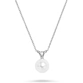 Blue Ocean Pearls Freshwater Pearl Pendant 7.0-7.5mm with .925 Sterling Silver Adjustable Chain 16"-18", Pendant Necklace Jewelry