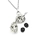 Elegant Lava Stone Aromatherapy Gem Essential Oil Diffuser Orb Necklace w/ Sapphire Jewel + Bead Set (25-inch chain)