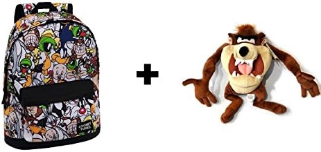 Warner Looney Tunes - Pack plush toy Taz 35cm Tasmanian devil Quality super soft + Adaptable backpack 42cm