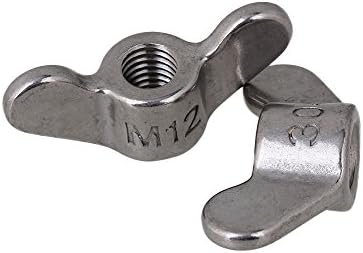 Ewead, Silver M12 304 Stainless Steel Precise Casting Wingnut Butterfly Nuts Fastener Wing Screw Nuts 2pcs