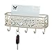 InterDesign Vine Mail Holder and Key Rack – Wall Mounted Letter Organizer and 5 Key Hooks, Satin