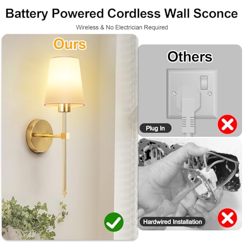 Tobeape Battery Operated Wall Night Light Set of 2, Wireless Cordless Sconce with Remote, 2500 mAh Rechargeable LED Wall Lamp Lighting Fixture with 15 Color for Bedroom Living Room Hallway Stair Decor