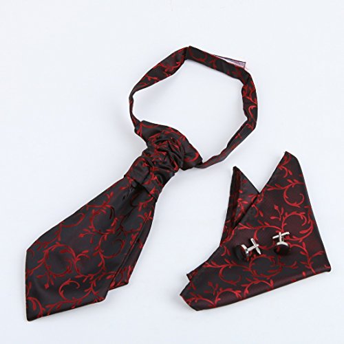 Red patteren Dress Vest Formal Vest for Wedding Gift Set Match Tuxedo Vests ,cufflinks, hanky and Ascot Tie for Tuxedo Y&G VS2026-M Medium Red