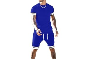 congluoki Mens Short Sets 2 Piece Outfits Fashion Short Sleeve Summer Tracksuits Casual Set with Pockets